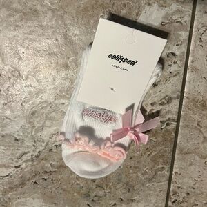 Pink and White Kids Socks